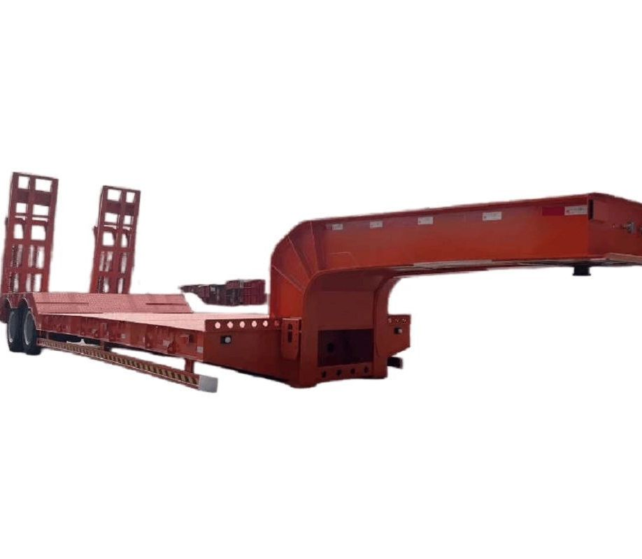 Good Quality 3/4/5 Axle 40/60/80ton Heavy Duty Gooseneck Hydraulic Ramp Low Loader/Lowbed/ Lowboy Low Bed Trailer Truck Semi Trailers for Excavator Transport