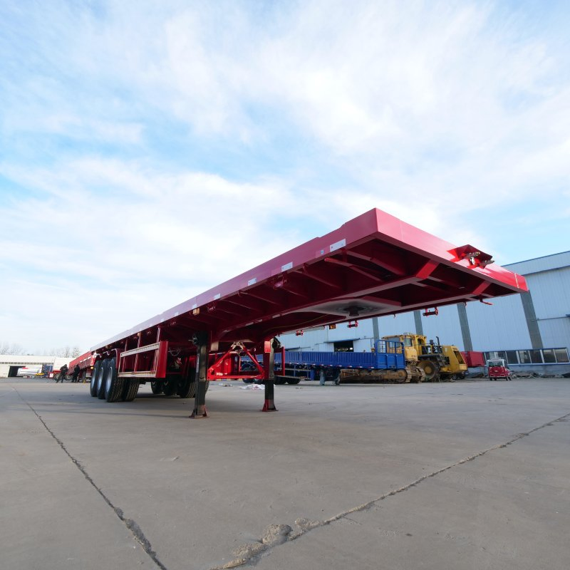 3 Axle Extendable Mechanical Suspension 20FT 40FT 45FT 60/70/80 Ton Flatbed Semi-Trailer / Container Transport Truck for Heavy Cargo &amp; Project Logistics Customi