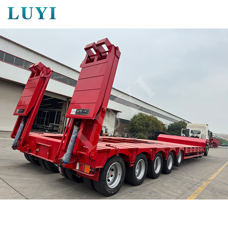 Luyi 60-80ton Flatbed Trailer Truck Trailer Lowbed Semi Trailer Hydraulic Modular Trailer Lowboy Semi Trailer 3/4/5axles Heavy Duty Dolly Semi Trailer