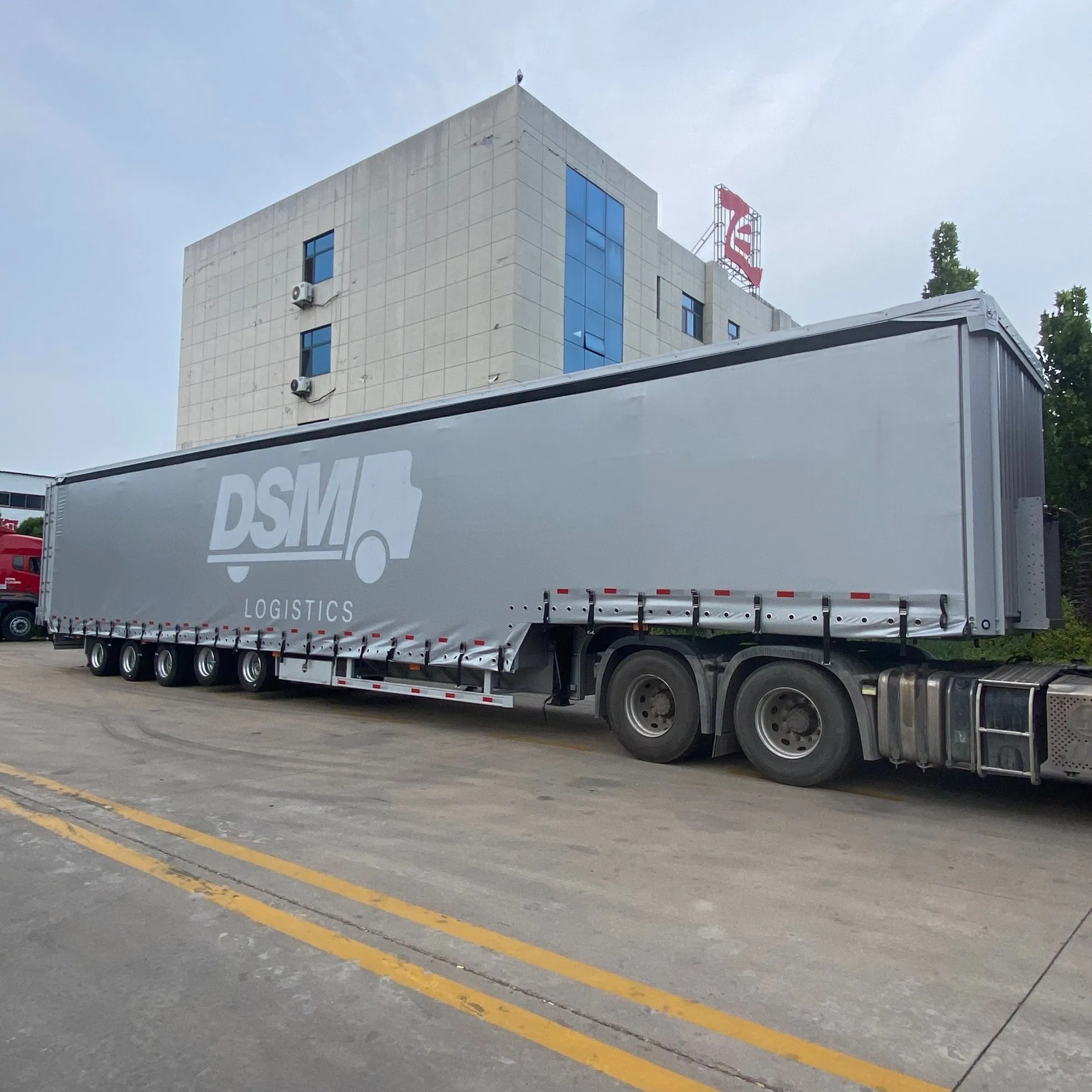 45FT 3 Axle 40ton Cargo Box Dry Van PVC Fabric Water-Proof Curtain Side Truck Semi Trailer with BPW Air Suspension for Russia Market