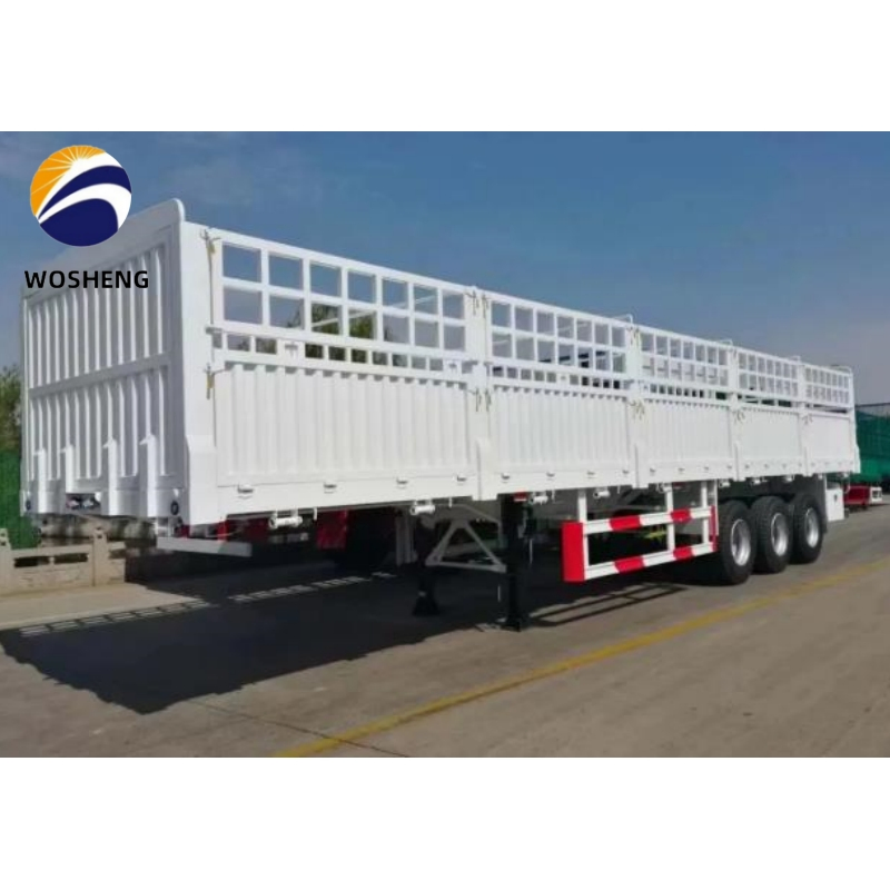 White Color Transport Cargo and Livestock Usage 3 Axle 4 Axle Flat Type Sidewall Side Fence Semi Trailer for Sale