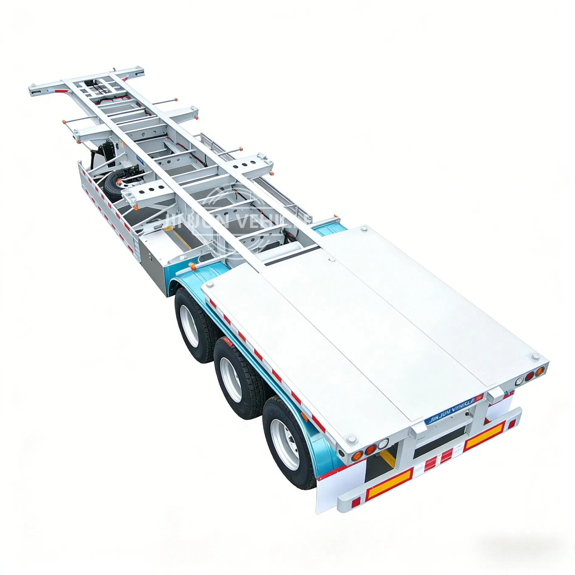20FT 40FT 45FT Flatbed Container Cargo Transport 3/4 Axles Customized Skeleton Chassis Semi Trailer