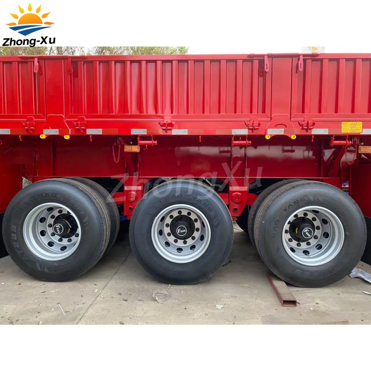 3 Axles Drop Side Board/Sidewall Tri Axle Trailer with Side Wall Grain Cargo/ Food Transport Truck Semi Trailer