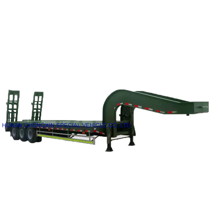 Double Drop Lowboy Low Bed Transport Large Machine Semi Trailer for Sale