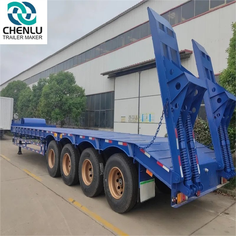 Fctroy Price Extendable Gooseneck 3/4 Axle 13m Heavy Machine Lowbed Semi Trailer for 50 60 Ton Transportation