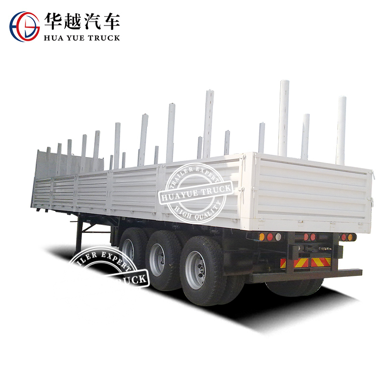 Heavy Duty 3-Axle Log Timer Semi Trailer Flatbed Semi-Trailer with Removable Pillars for Wood Transport