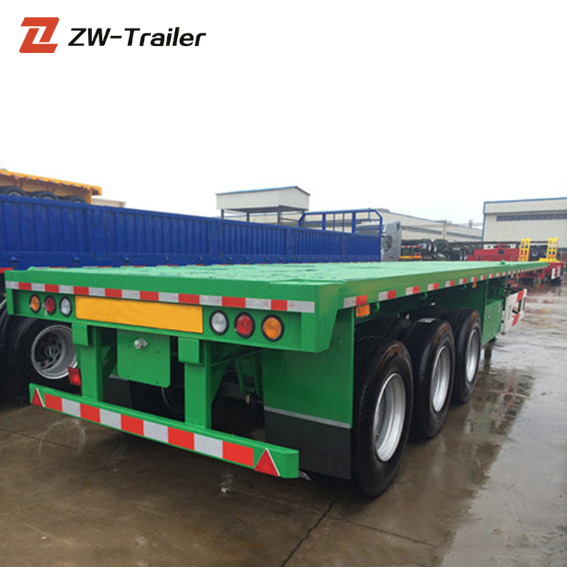 Zw Group Cimc 3 Axle 40 Foot Flatbed Semi Trailer Wholesale Price 3 Axle Flatbed Trailer with Front Wall 40 Foot Flat Bed Trailer