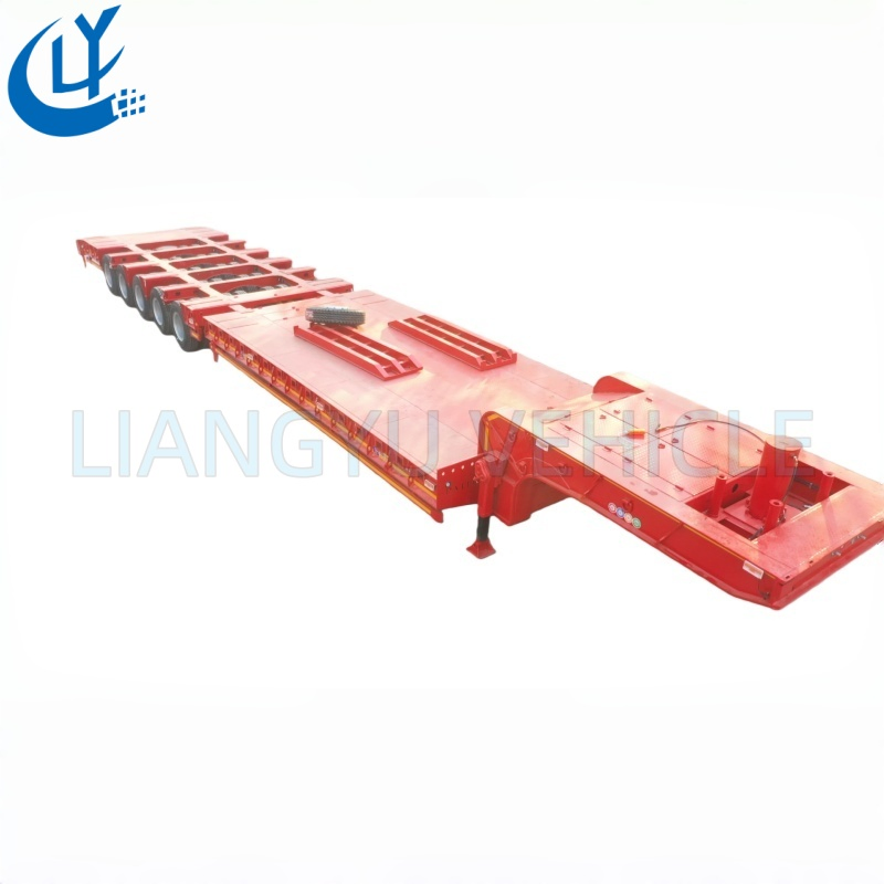 Extendable Lowboy / Lowbed Semi Trailer Multi Axles 100t-150t Heavy Duty Low Flat Bed Step Deck Truck Trailer for Construction Machinery Transport