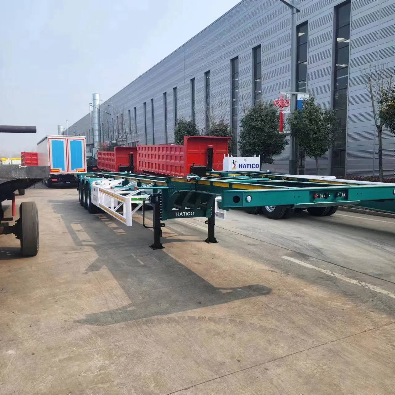 Cheap Skeleton Semi Trailer 20FT 40FT Container Trailer Lightweight Steel Chassis Frame Skeleton Semi-Trailer