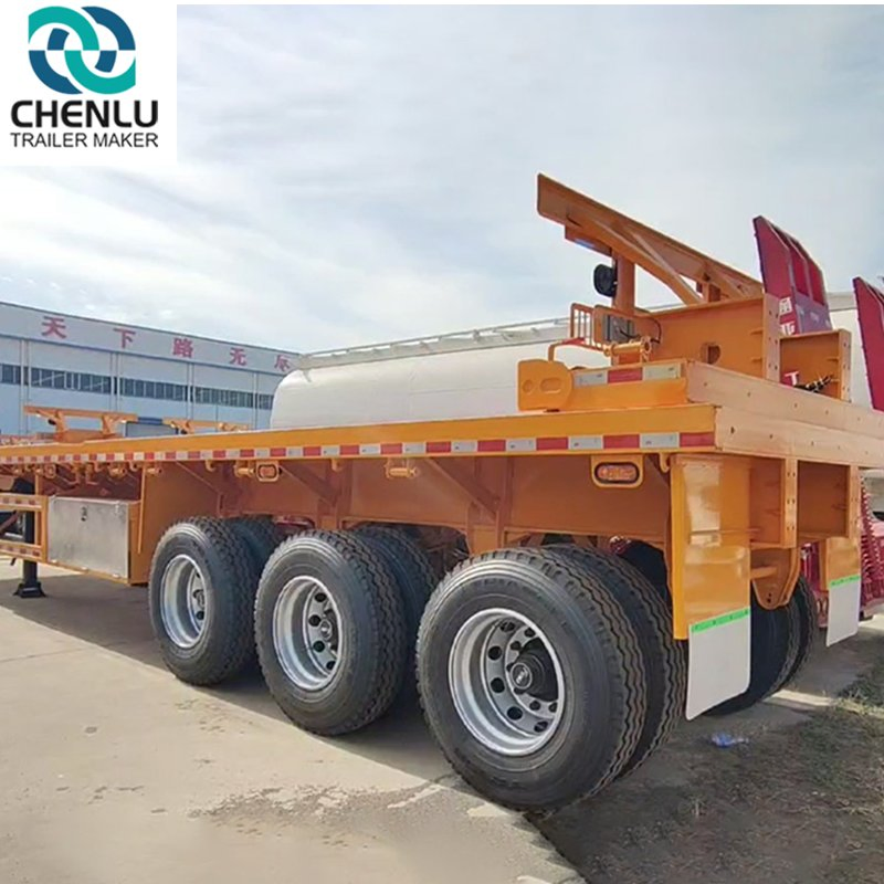 African Heavy-Duty Three-Axle, Four-Axle, 40-Ton, 60-Ton, 80-Ton Cargo Container Transport Flatbed Trailers and Flatbed Semi-Trailers