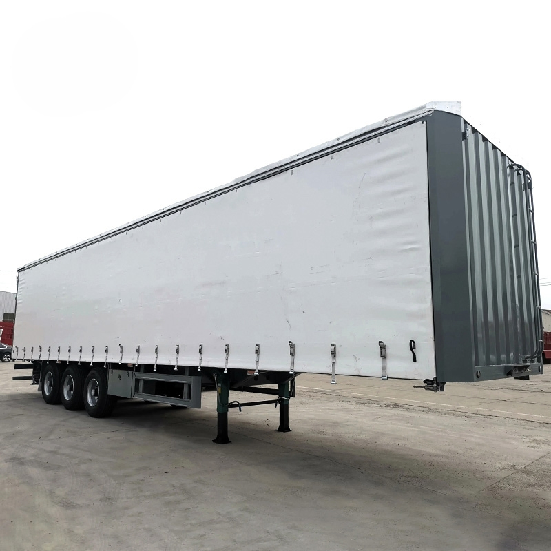 Super Sale Van Box Body Semi Truck Towing Curtain Side Tarpaulin Trailer 3 Axles Van Body Truck Semi Towing PVC Material Curtain Trailer