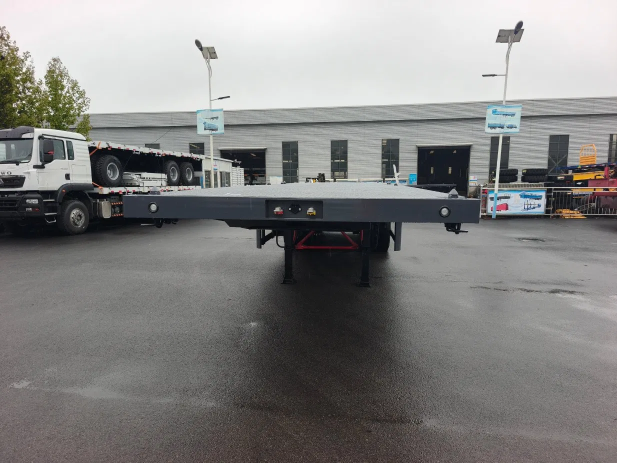 China 3/4 Axle 40FT Container Semi Trailer Chassis Car Trailers Flat Bed Container Flatbed Semi Trailer with Hot Sale