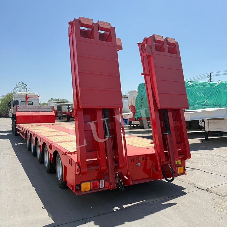 5 Axles 16 Meters Long Low Boy Flat Bed 60 Ton Trailer Lowboy Low Bed Loader Truck Trailer Extendable Detachable Gooseneck Low Bed Tractor Semi Trailer