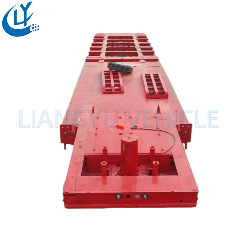 Extendable Lowboy / Lowbed Semi Trailer Multi Axles 100t-150t Heavy Duty Low Flat Bed Step Deck Truck Trailer for Construction Machinery Transport