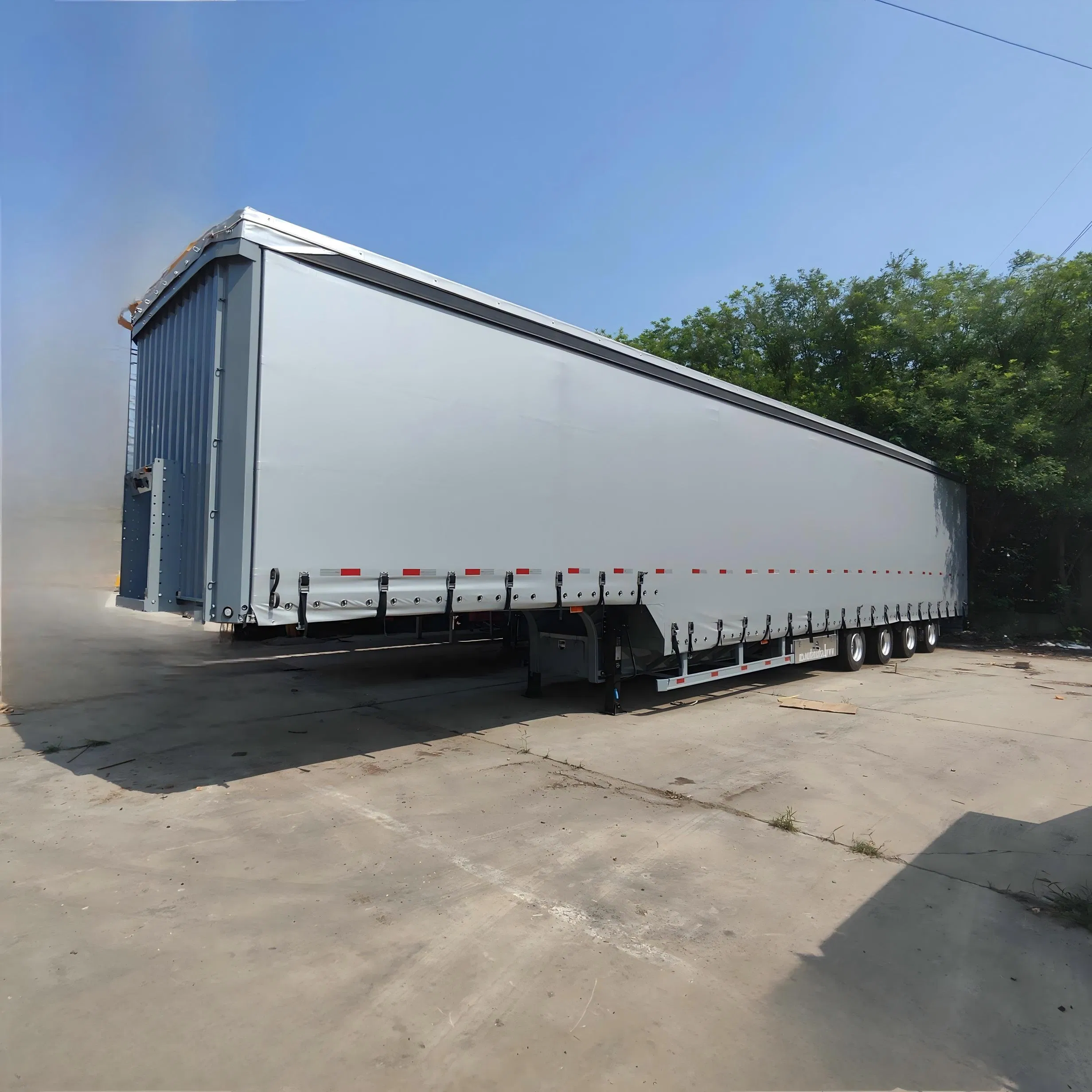 45FT 3 Axle 40ton Cargo Box Dry Van PVC Fabric Water-Proof Curtain Side Truck Semi Trailer with BPW Air Suspension for Russia Market