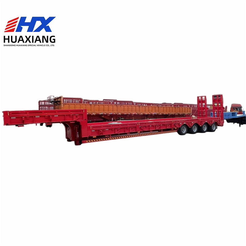 Expandable Telescopic 3/4/5/Low Flatbed Trailer 50-100 Tons Double Section Hydraulic Ladder Low Flatbed Trailer Truck