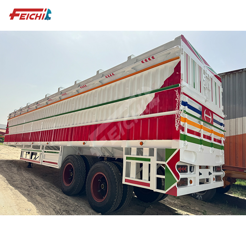 Sudanese Style 2-Axle High-Sided Plate Semi-Trailer Livestock Animal Cattle Transport Fence Side Wall Semi-Trailer