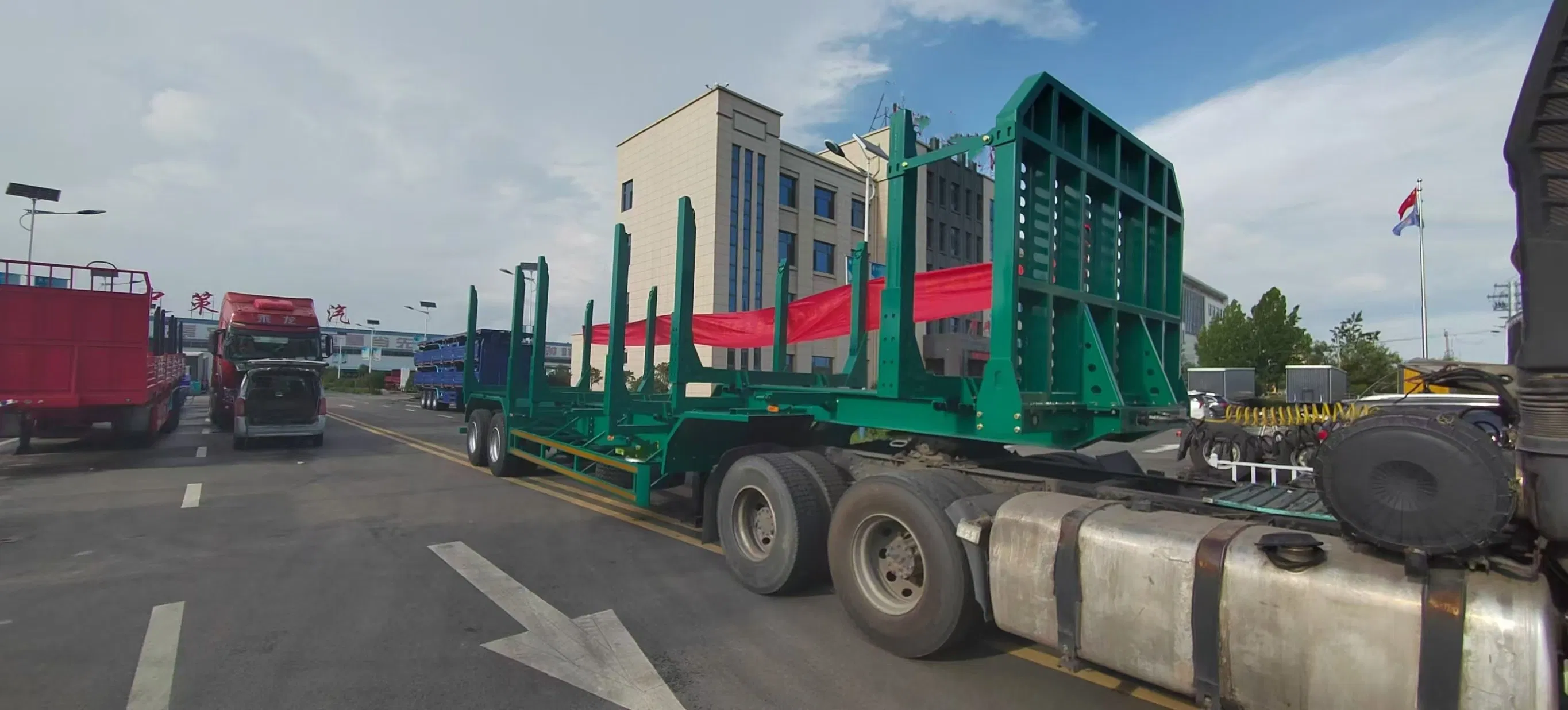 Transporting Log Wood Timber Steel Logging Semi Trailer
