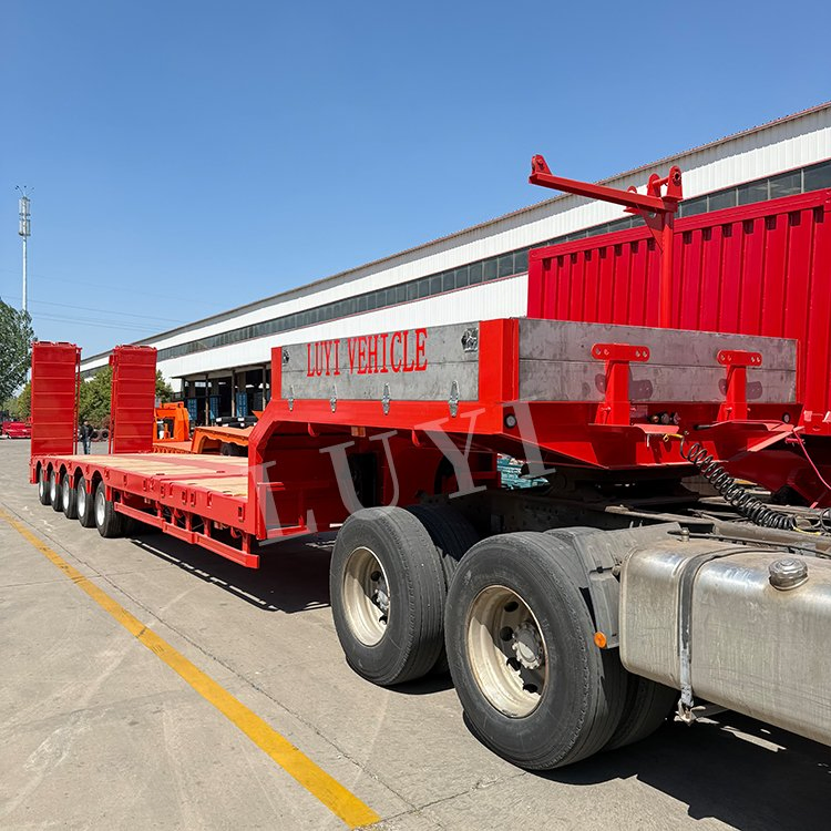 3 4 5 Axle 60 100 120ton Hydraulic Extendable Gooseneck Drop Deck Flat Low Bed Loader Platform Lowbed Semi Trailer Lowboy