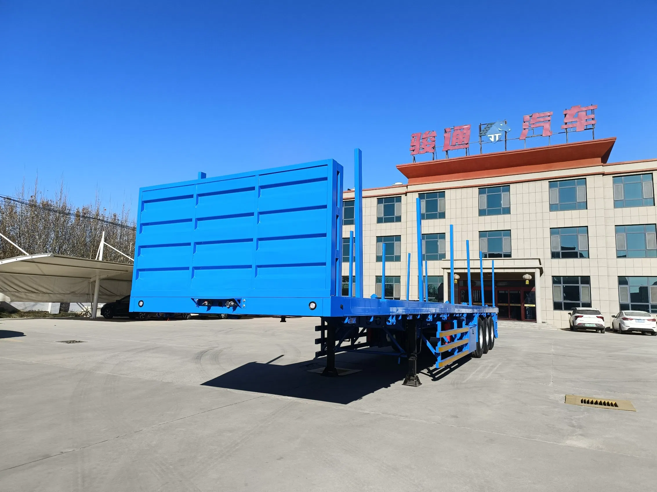 Saudi Arabia 45-Ton, 13.6-Meter, Three-Axle, Lift-Axle, Mechanical Suspension Spring System 45-Foot Container Flatbed Semi-Trailer