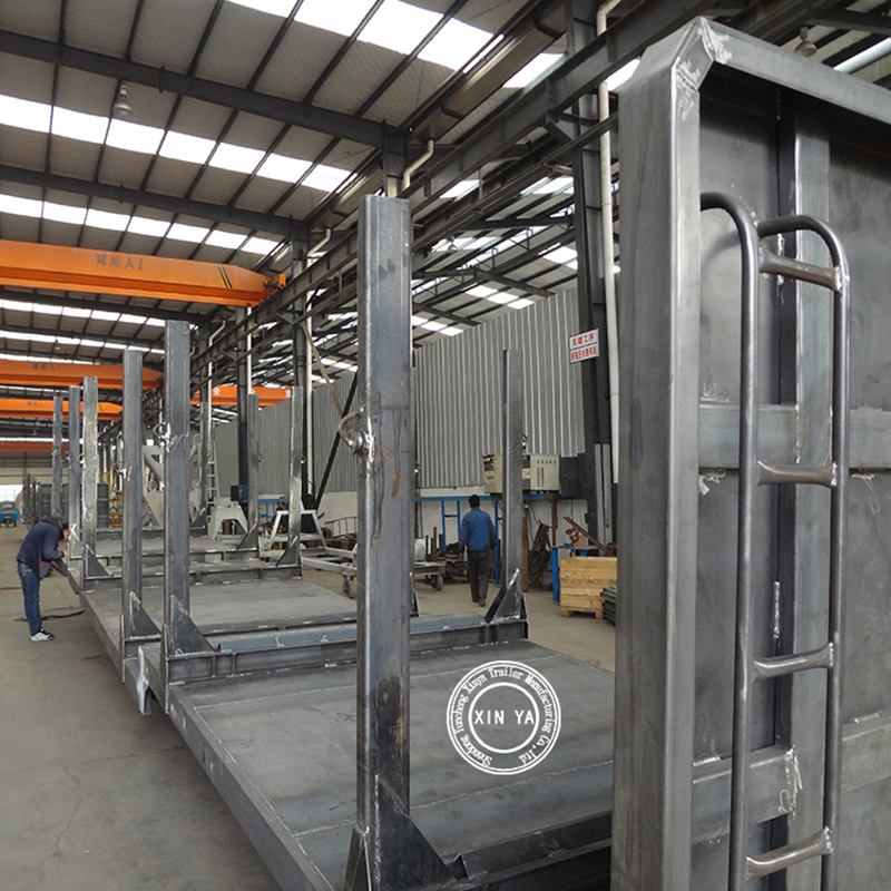 High Quality 20FT 40FT Flatbed Semi Trailer with Steel Pipes Pillars for Logging Wood Timber