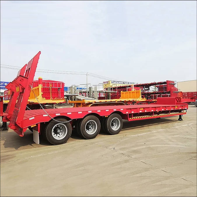 Factory Trailer Manufacture Lowboy Trailer 60 Ton, Low Boy Truck Tralier, White Semi Trailer, Gooseneck Lowbed Trailer, Container Chassis