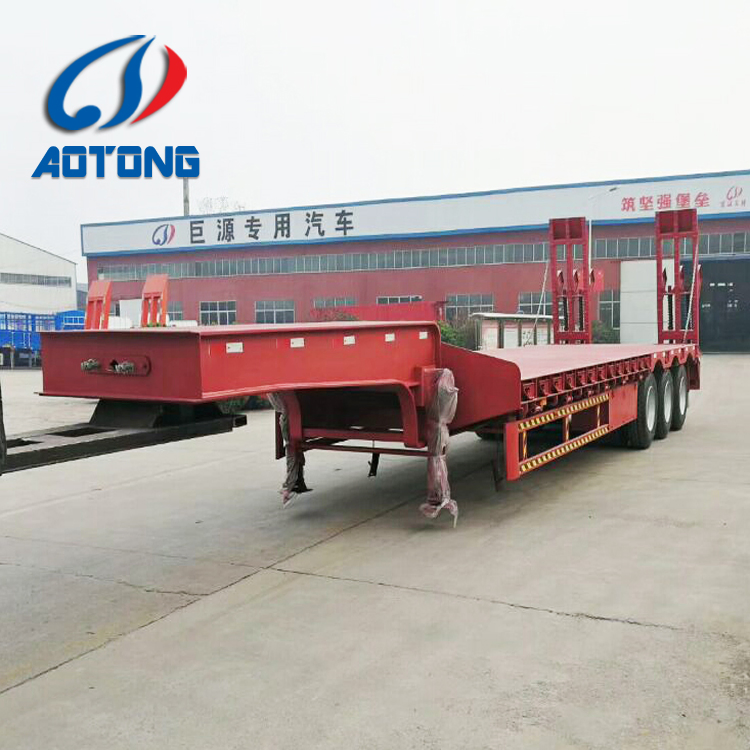 Double Axle Drop Deck Semi Trailer, 30 Ton Low Flatbed Trailer Design for Sale