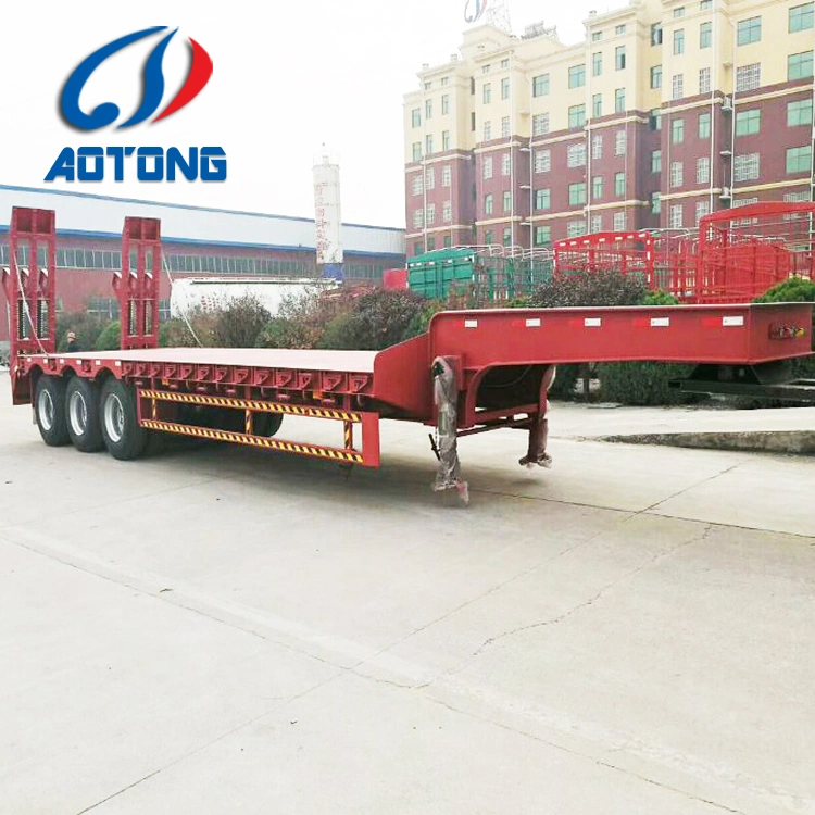 Double Axle Drop Deck Semi Trailer, 30 Ton Low Flatbed Trailer Design for Sale