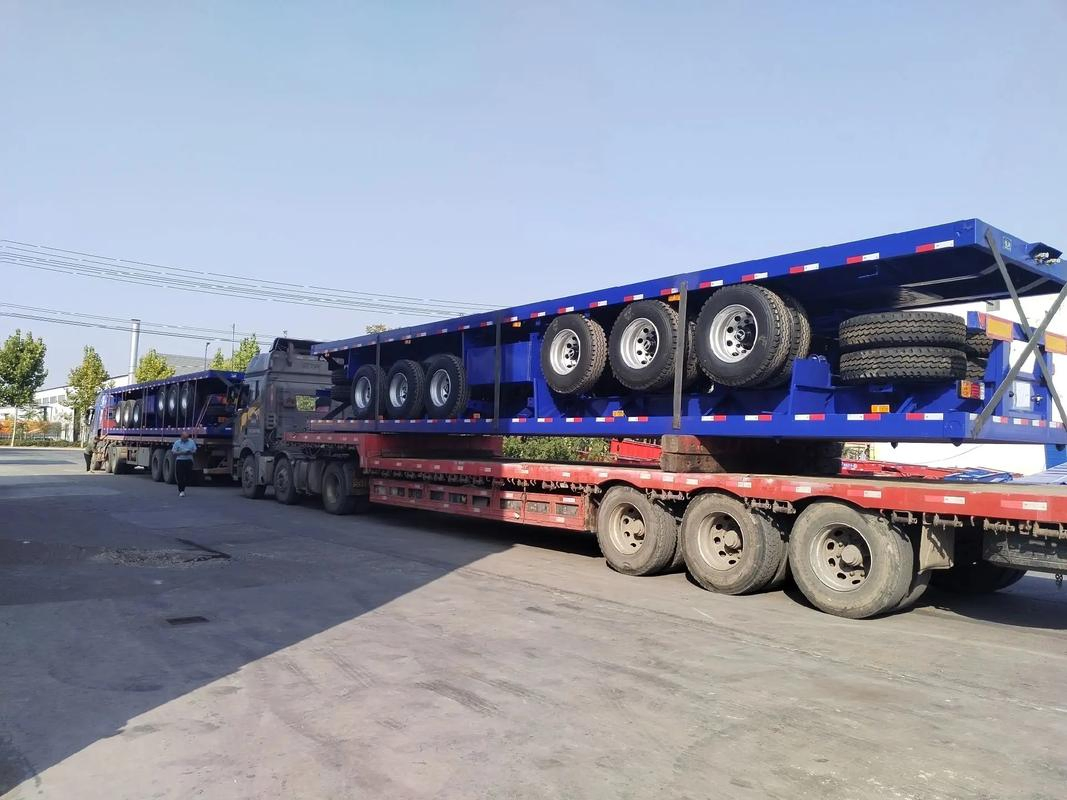 Flatbed Trailer 3/4 Axle 30-80 Tonscustom Large Cargo Transport Lowbed Semi-Trailer
