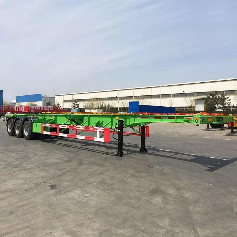 40feet Skeletal Semi Trailer Carbon Steel Heavy Tri-Axle Container Chassis Trailer