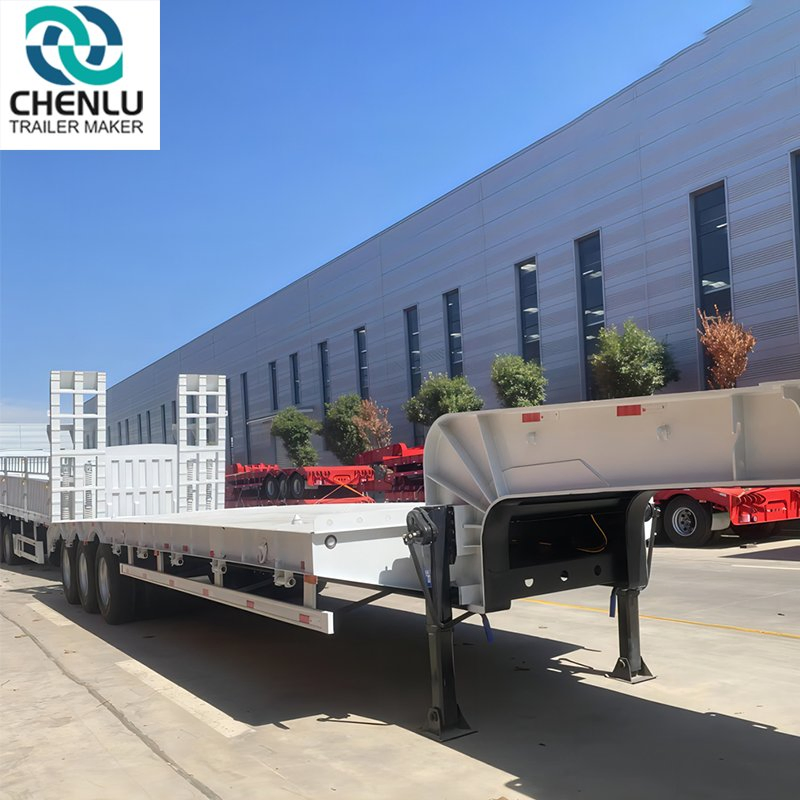 Transporting Excavators, 40/50/80 Ton 3/4 Axle 40 FT 45 FT Low Bed Semi-Trailer