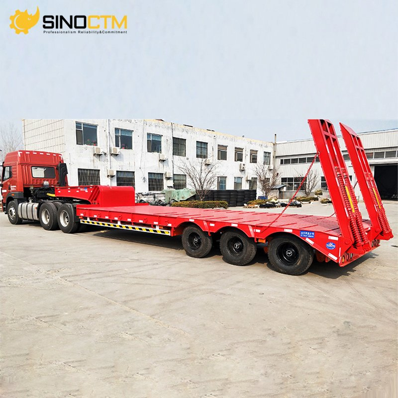 3 Axle 80 Tons Extendable Lowboy Loader Lowbed Low Bed Truck Semi Trailer for Africa