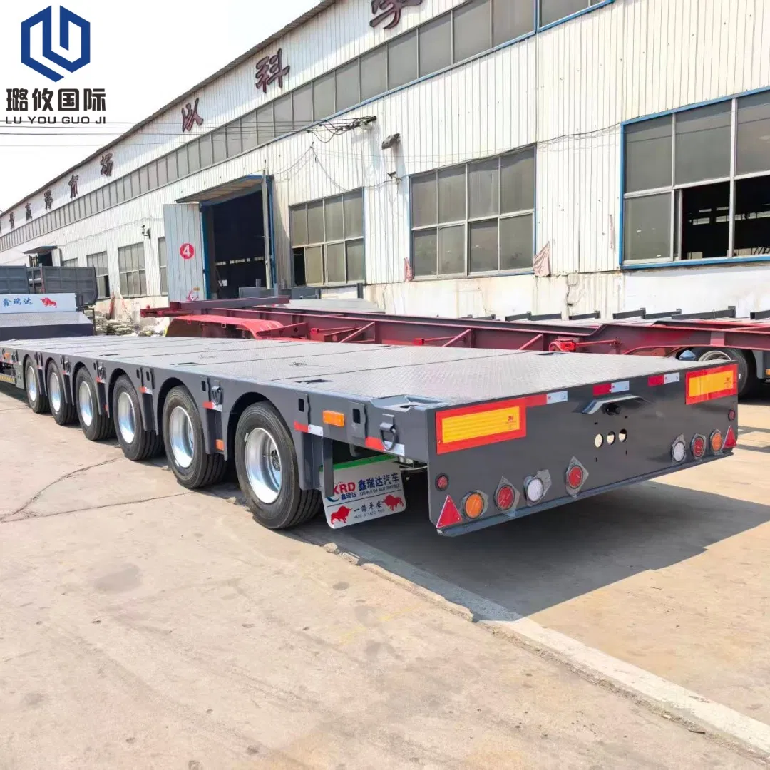 8 Axle Extendable Hydraulic Air Suspension Heavy Equipment Low Bed Semi Trailer for Construction Machinery Transport