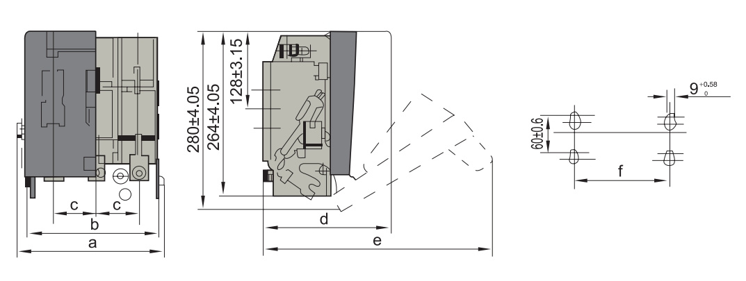 Appearance and installation dimensions of HR5-250, 400, 630 series fuse disconnectors