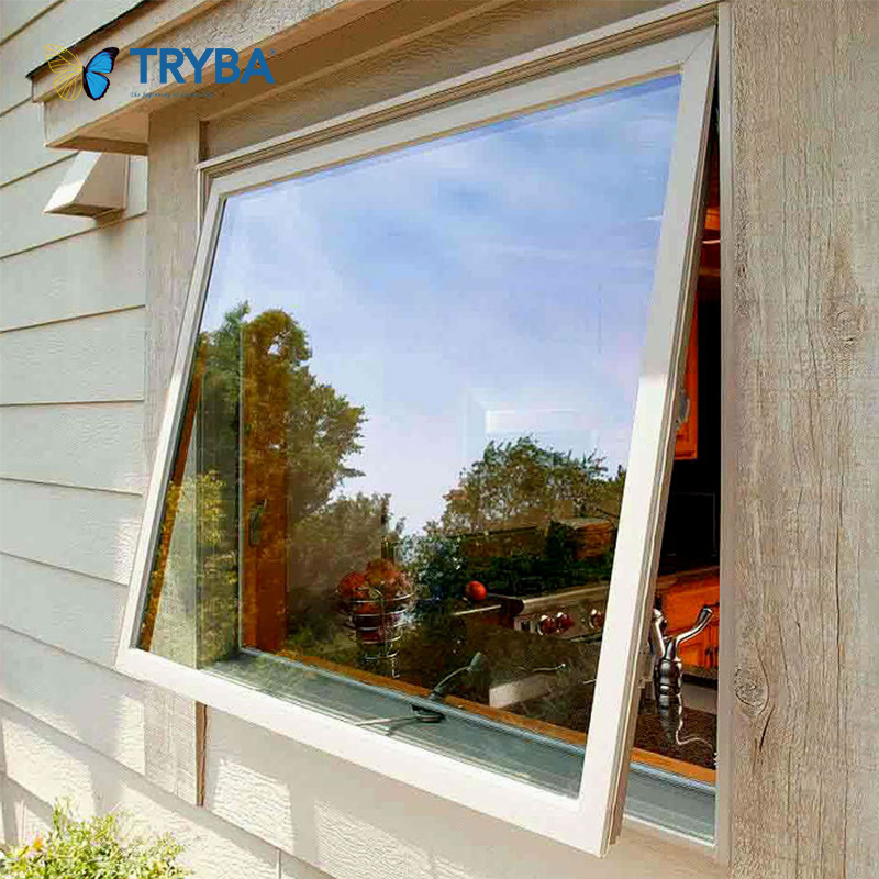 Ventanas de toldo fijas de aluminio negro de estilo moderno y de alta gama, ventanas de toldo modernas para casas