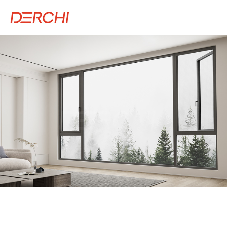 Ventanas de casement de estilo europeo diseño a prueba de sonido ventanas de aluminio de doble acristalamiento aisladas