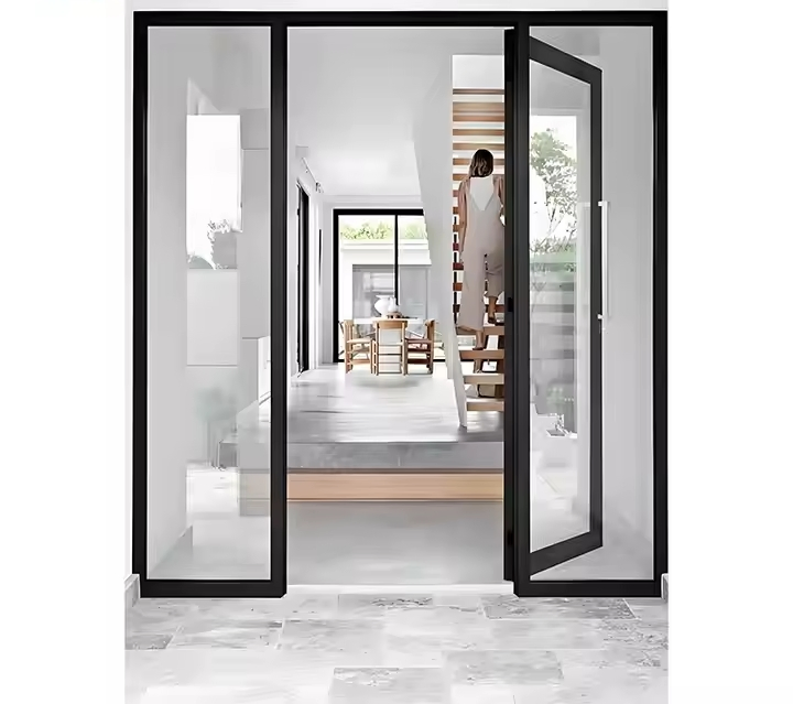 Ventana deslizante de aleación de aluminio negro con vidrio aislante doble