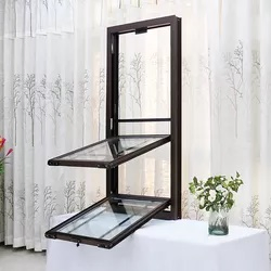 Ventanas de doble y simple hoja de aluminio con ruptura térmica personalizables de color negro, diseño vertical deslizante de estilo americano