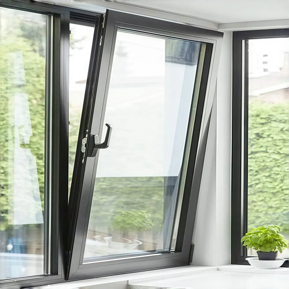 Ventana de aluminio de dos hojas tipo oscilobatiente con doble acristalamiento