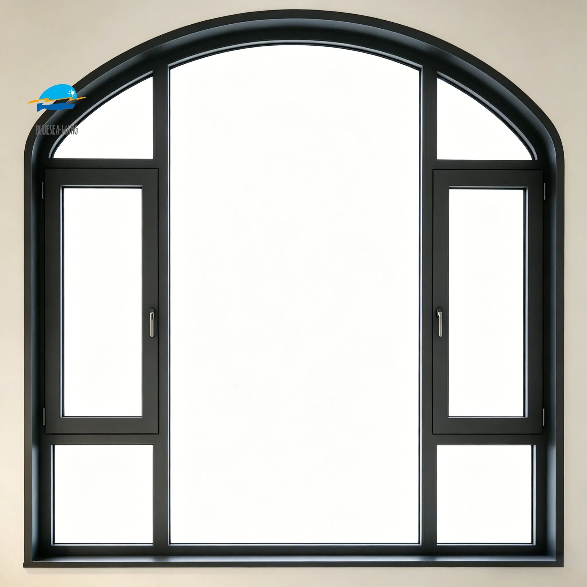 Ventana de casement de aluminio arqueada personalizada para villa