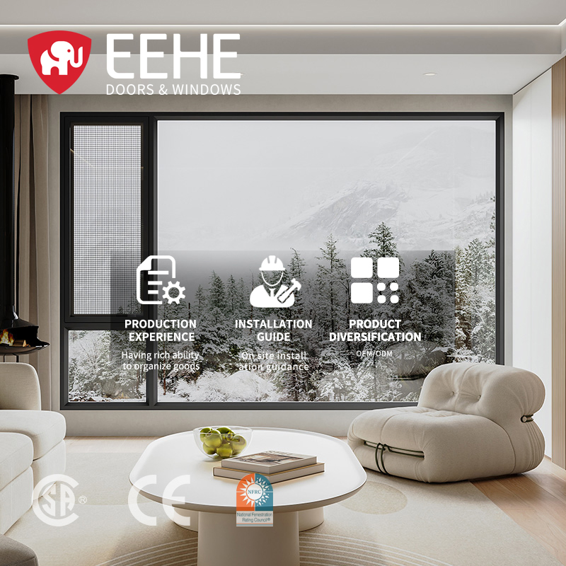 Serie 101 Ventana oscilobatiente de apertura hacia adentro de aluminio 24 X 72 Ventana de guillotina con diseño de vidrio insonorizado y térmicamente aislado