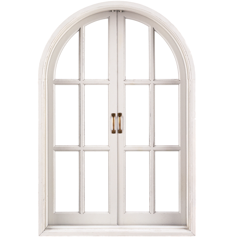 Ventanas Francesas de Madera con Arco de Aluminio