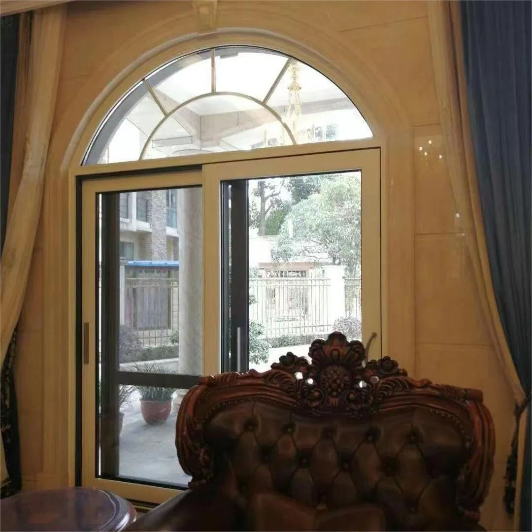 Mejor diseño de ventana redonda de aluminio con arco, oscilobatiente y abatible, con reja y doble acristalamiento para iglesia, restaurante, tienda y hotel