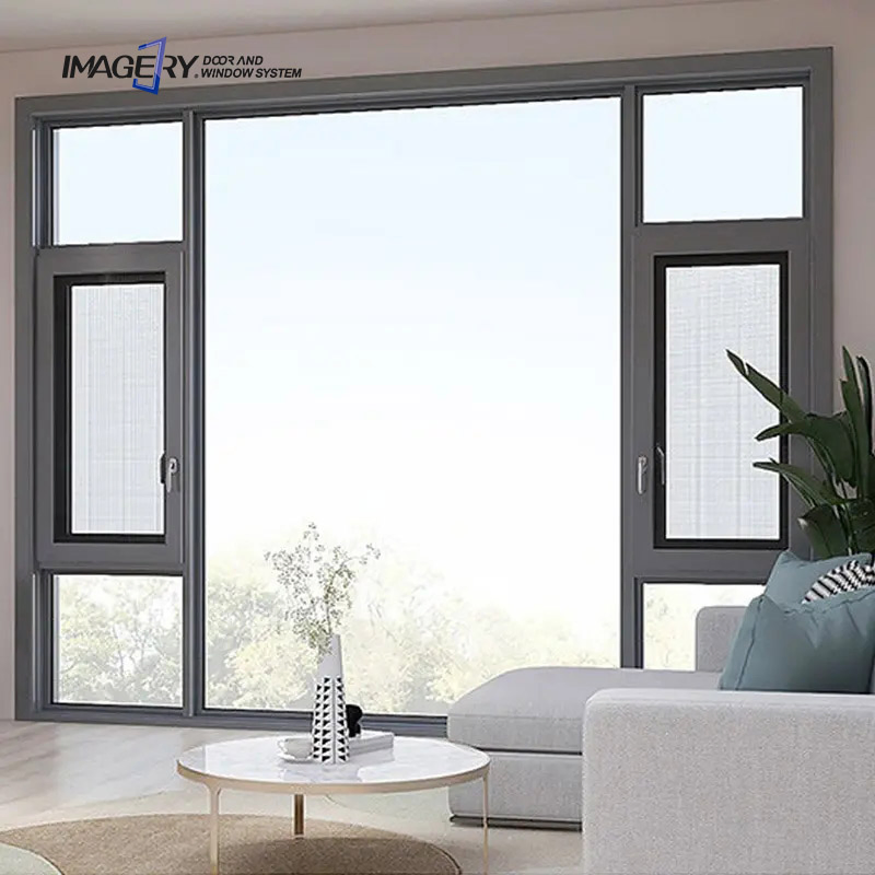 Ventana de dos hojas de casement de aluminio con doble acristalamiento