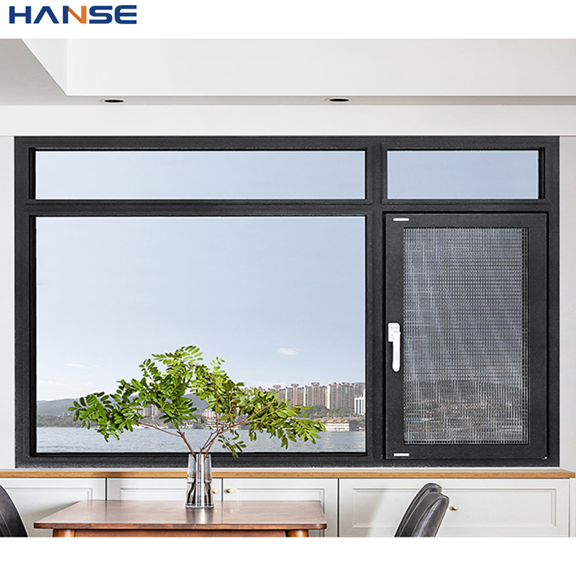 Ventana de aluminio de doble hoja y doble apertura para protección contra huracanes de tamaño personalizado