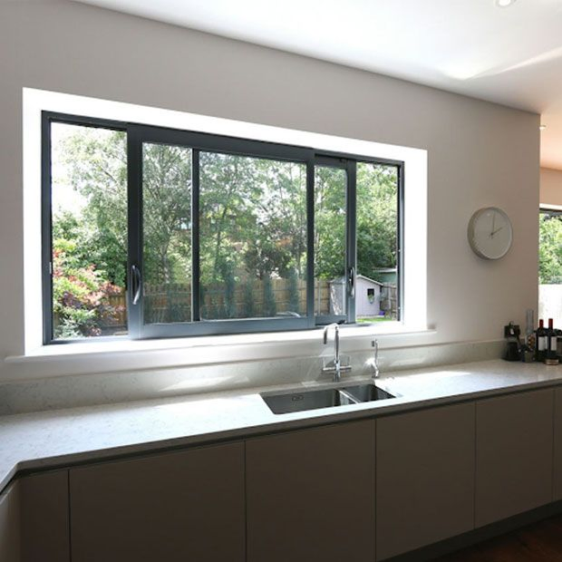 Marcos de Ventanas de Aluminio Deslizantes Negros Ventanas de Cristal Deslizantes