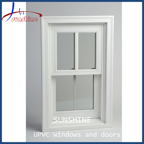 China proveedor UPVC/aluminio, ventanas de guillotina de aluminio de bajo coste/vinilo colgado de una sola ventana