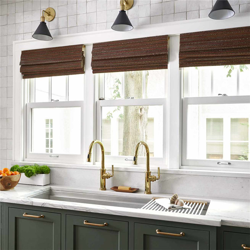 Diseño de rejilla de ventana de guillotina simple y doble para cocina, ventana deslizante vertical de aluminio