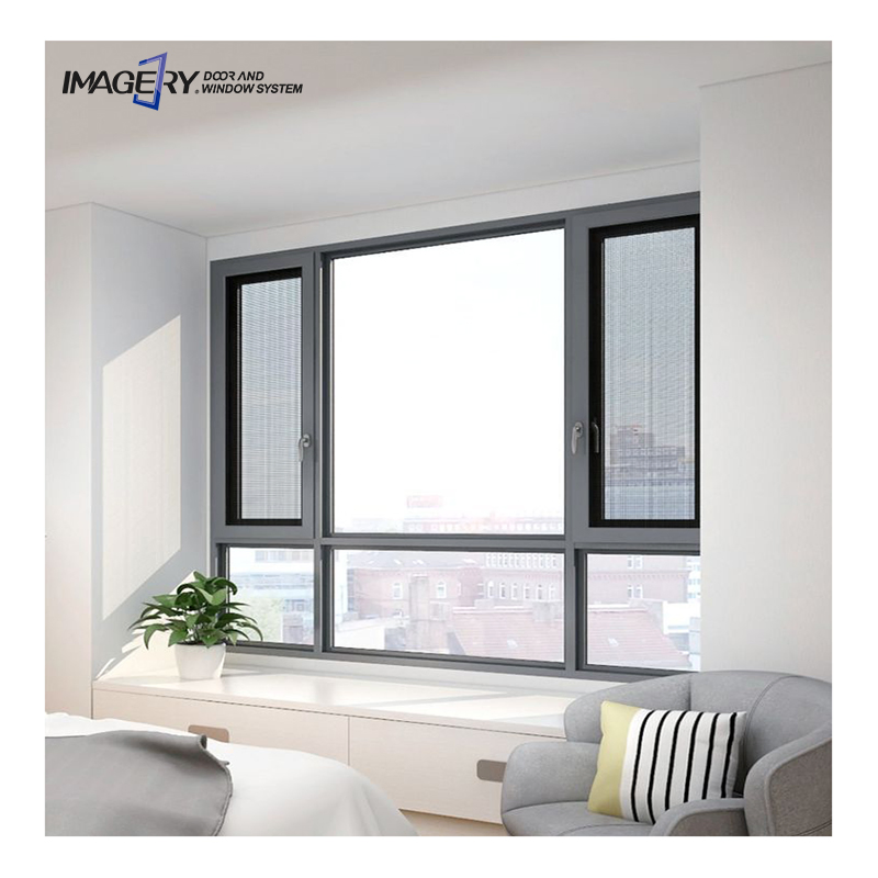 Ventana de casement de aluminio de alta calidad de doble o simple hoja
