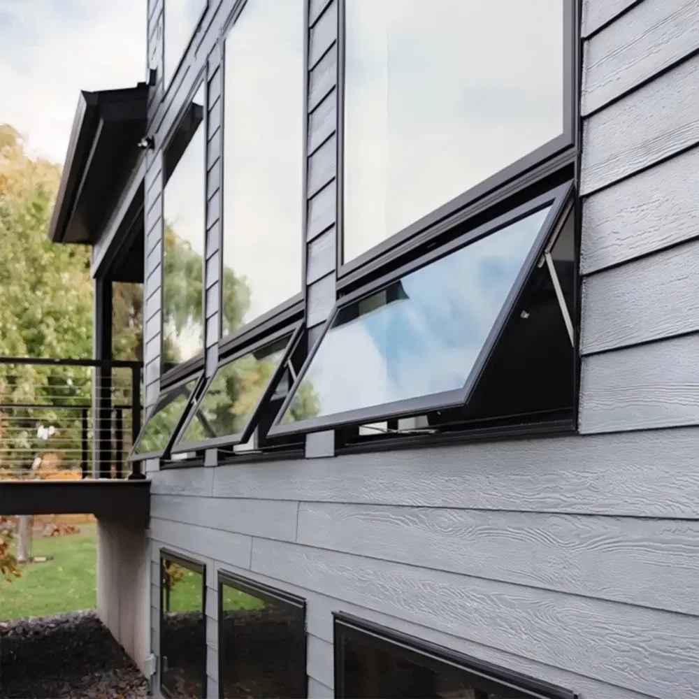 Ventana de toldo de aluminio para ventilación exterior de vidrio comercial
